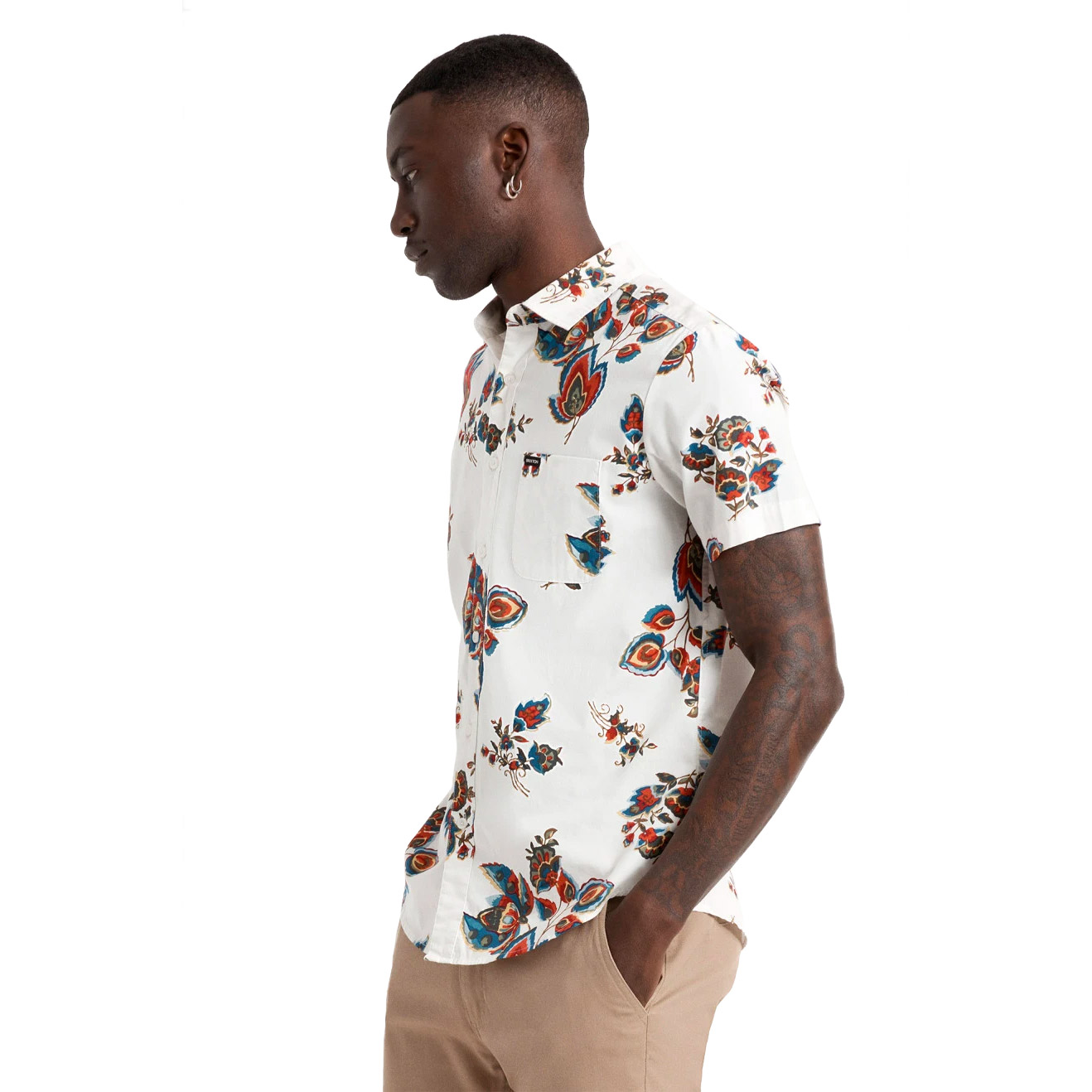 Brixton Hemd Charter Print s/s (off white red)