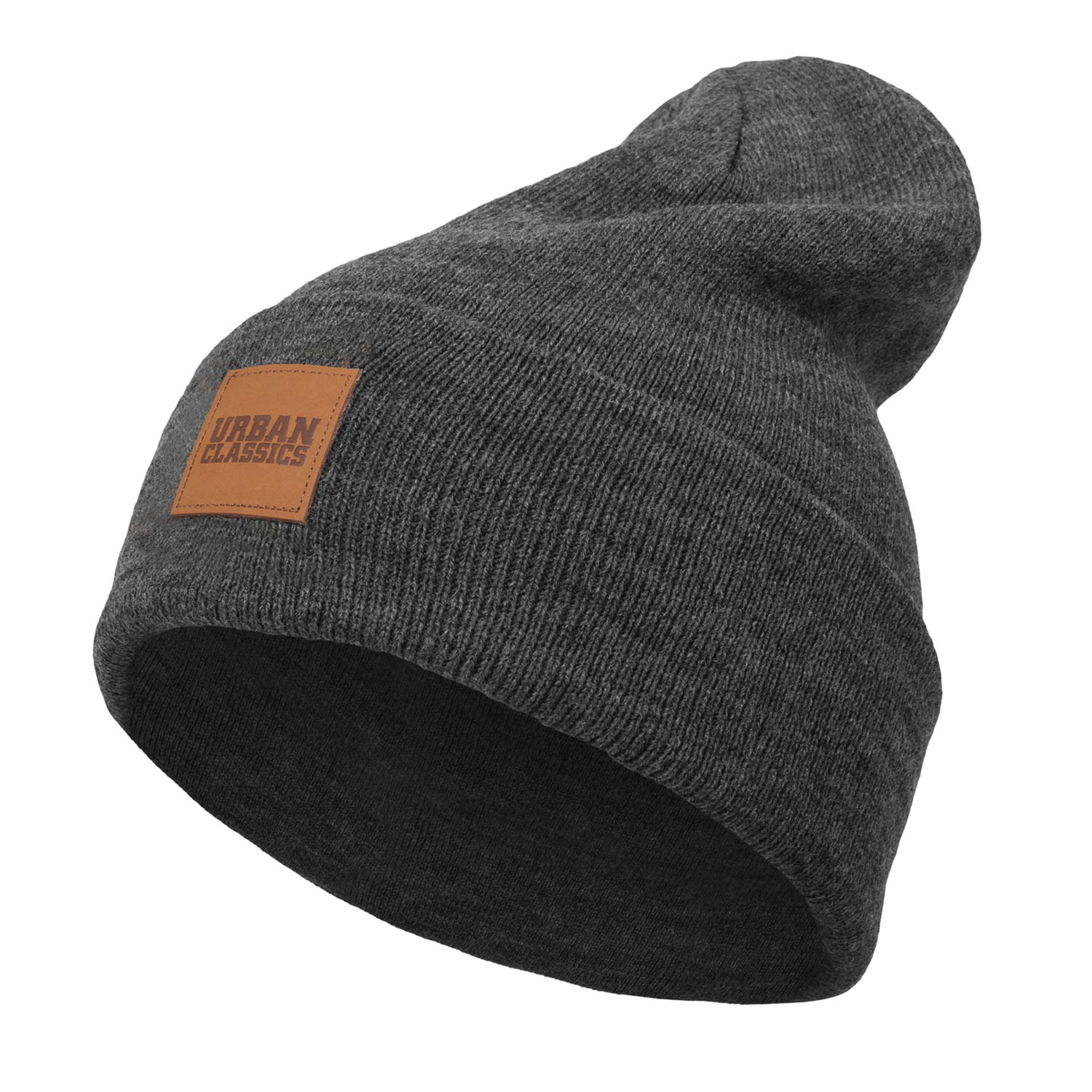 Urban Classics Beanie Synthetic Leatherpatch Long (charcoal)
