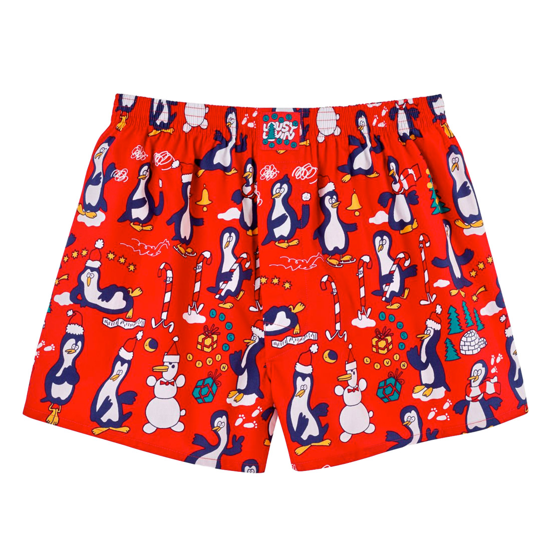 Lousy Livin Weihnachts-Boxershorts Pinguins (red)