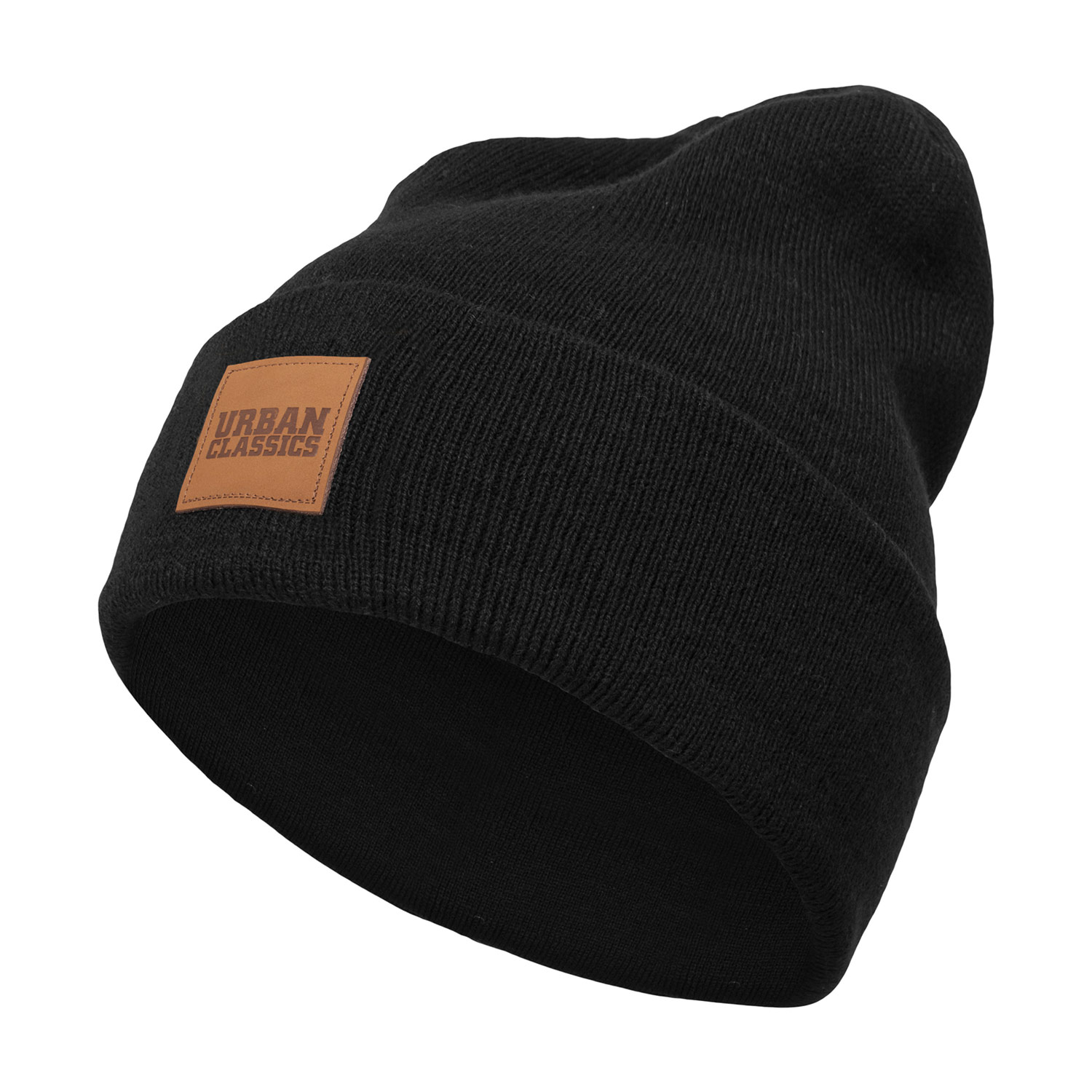 Urban Classics Beanie Synthetic Leatherpatch Long (black)