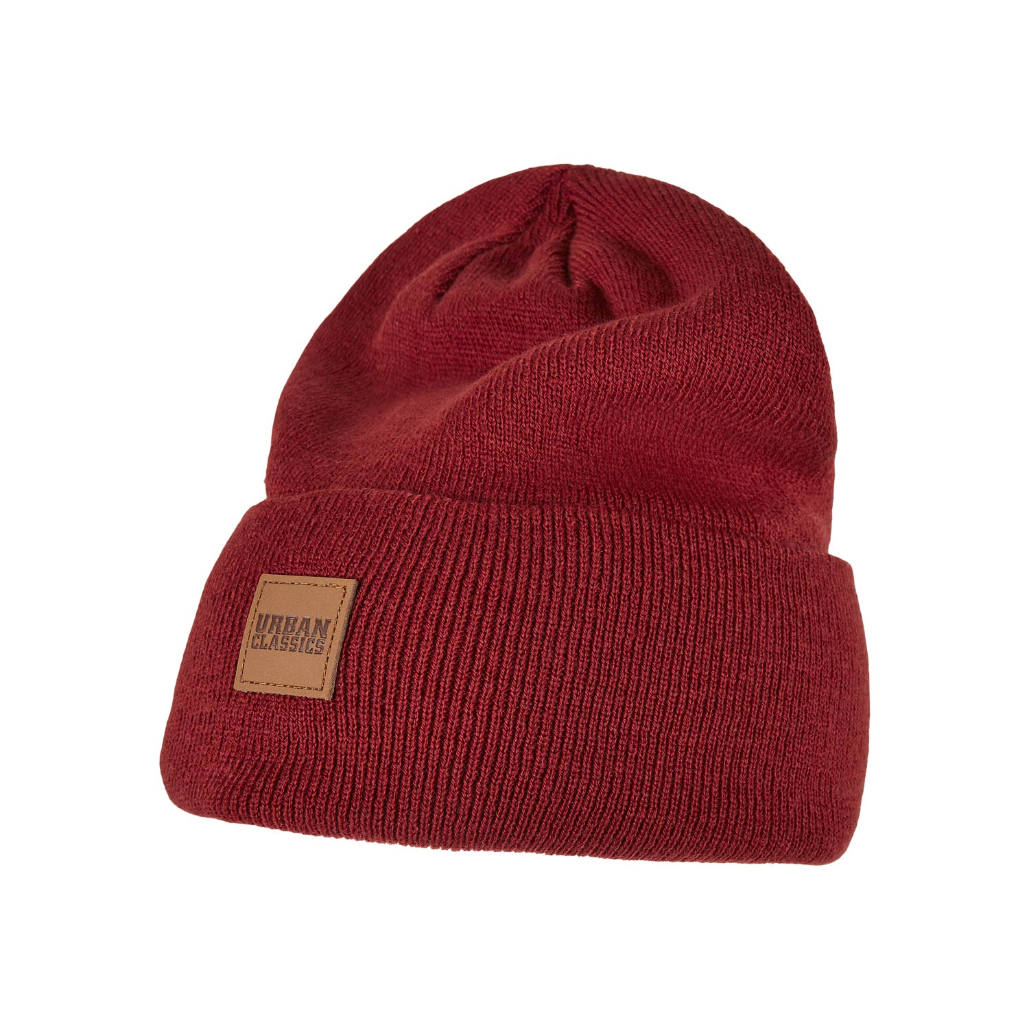 Urban Classics Beanie Synthetic Leatherpatch Long (burgundy)