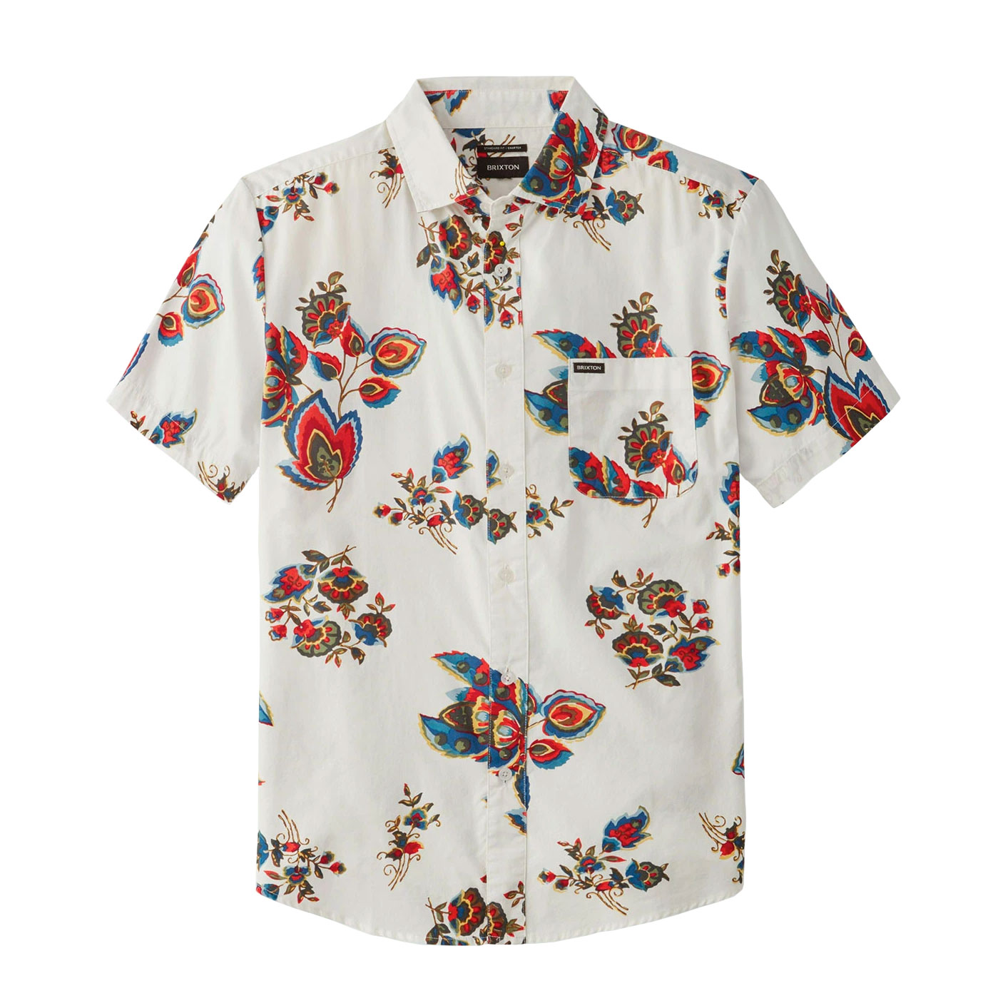 Brixton Hemd Charter Print s/s (off white red)