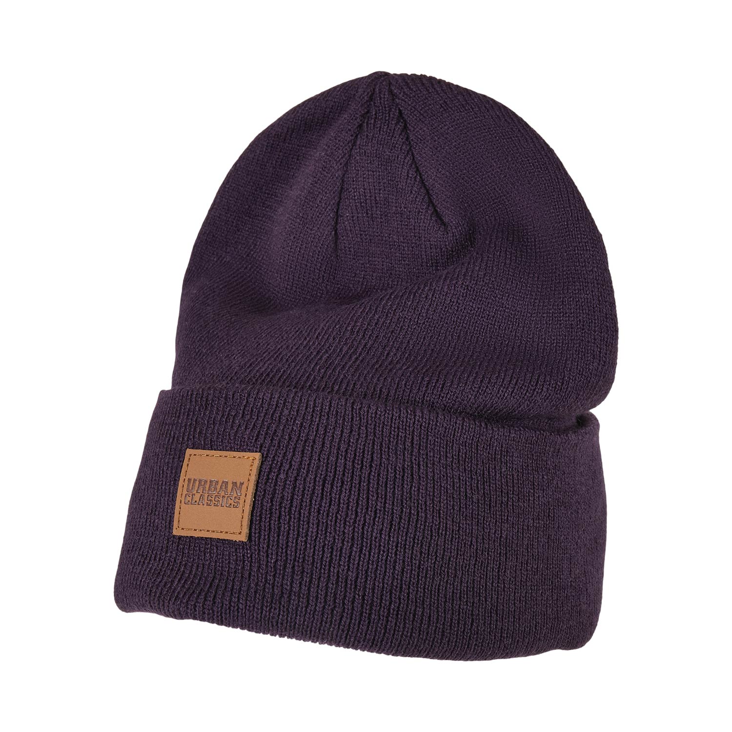 Urban Classics Beanie Synthetic Leatherpatch Long (plum)